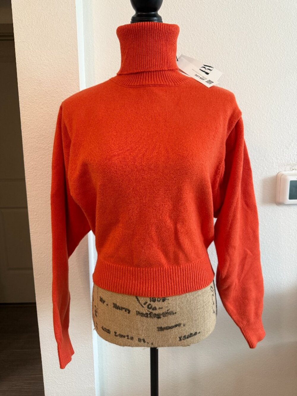NWT Zara Bright Orange Cropped Turtleneck Sweater Size M